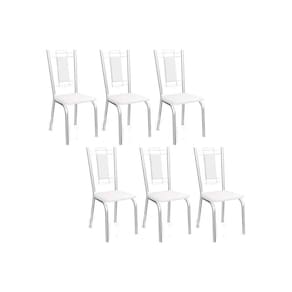 Cadeira de Cozinha Florença 2C005 Aço Kit 6 Uni Cromada/Branco 106 - Kappesberg