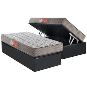 Conjunto Box Baú Solteiro: Colchão Molas Paropas D45 Pasquale Gray + Base CRC Suede Gray (88x188)
