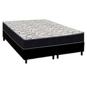 Cama Box Queen: Colchão Ortopédico Ortobom D45 Airtech 150 + Base CRC Suede Black (158x198)