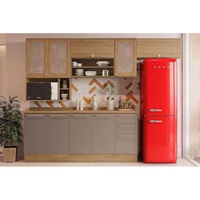 Cozinha Modulada Kappsberg Botanic Botanic 8 Peças (4Aéreos+2Balcões+2Complementos) M665 Nogueira/Fendi-Kappesberg