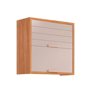 Armário Aéreo Cozinha Modulado Eloise c/ 2 Portas Basculante Riscadas 80 cm Cinamomo/Off White - MGM