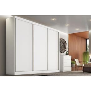Guarda Roupa Casal 3 Portas e 4 Gavetas Sollo/Logan Neve - Novo Horizonte