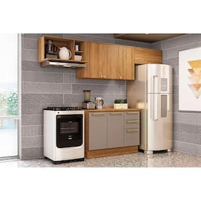 Cozinha Modulada Kappsberg Botanic Botanic 5 Peças (3Aéreos+1Balcão+1Complemento) M662 Nogueira/Fendi-Kappesberg