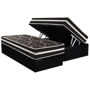 Conjunto Box Baú Solteiro: Colchão Molas Paropas D28 / Master AG80 Black Double Face 25 + Base CRC Suede Black (88x188)