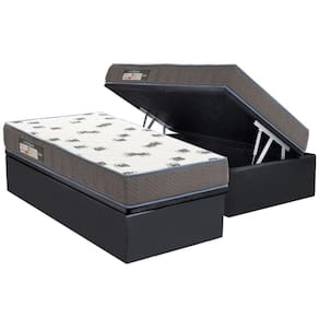 Conjunto Box Baú Solteiro: Colchão Molas Ortobom D33 Light Saúde + Base CRC Suede Gray (88x188)