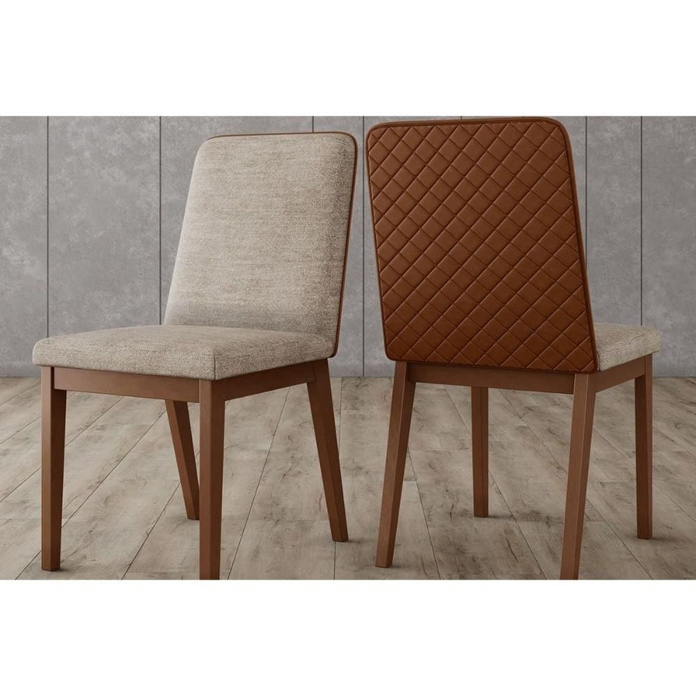 Cadeira de Cozinha Pietra Kit 2 Un Nature/Courano Caramelo/Linho Creme - Henn