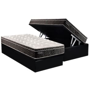 Conjunto Box Baú Solteiro: Colchão Molas Paropas Extrapedic Olímpia + Base CRC Suede Black (88x188)