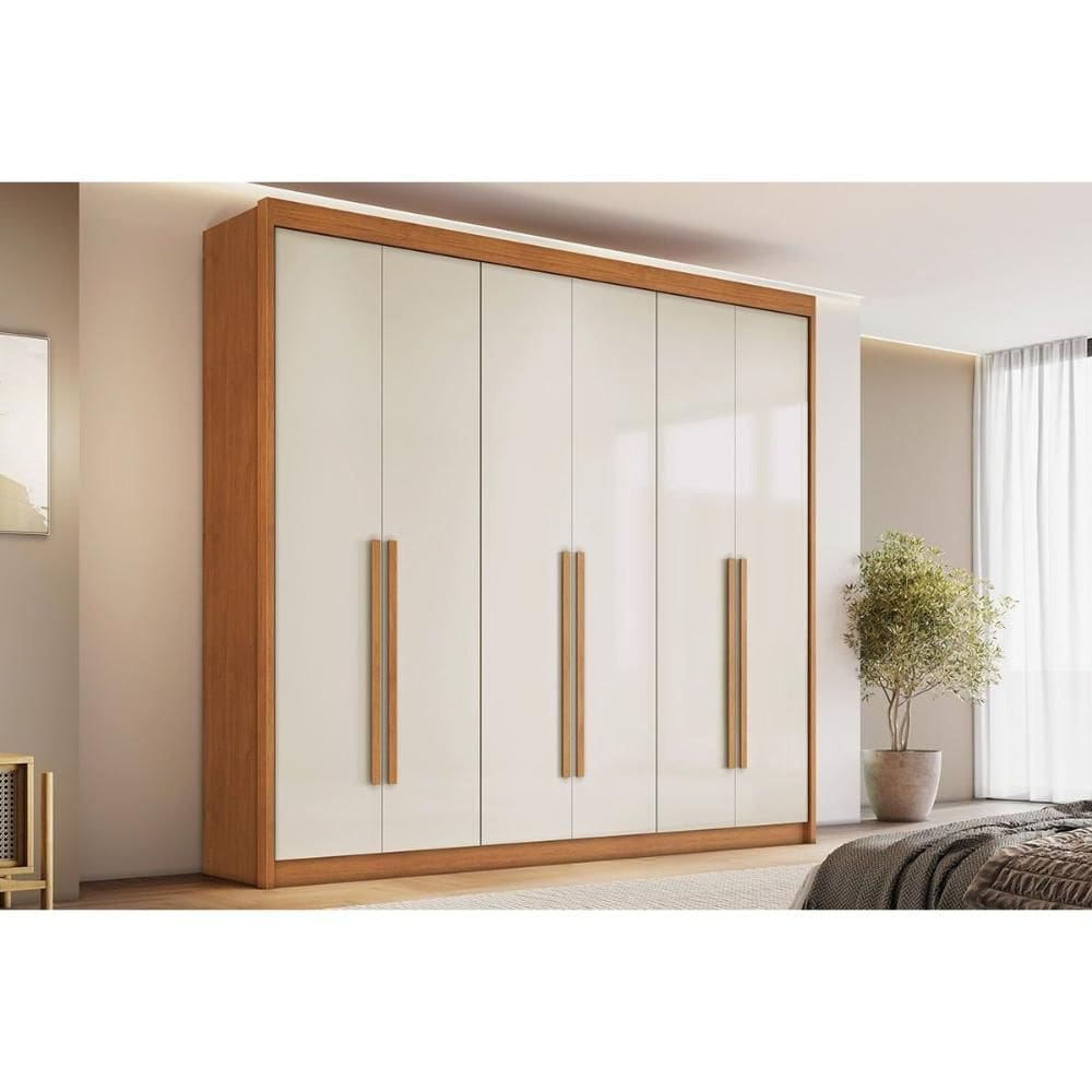 Guarda Roupa 6 Portas e 6 Gavetas Santiago Cinamomo/Off White - Conquista