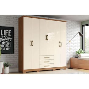 Guarda Roupa 6 Portas e 3 Gavetas Caju DA136 Nature/Off White - Henn
