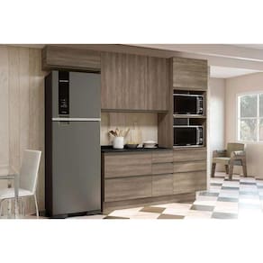 Cozinha Modulada Kappesberg Maxxi 5 Peças (2Aéreo+1Balcão+1Paneleiro+1Complemento) C5P23 Nogal-Kappesberg