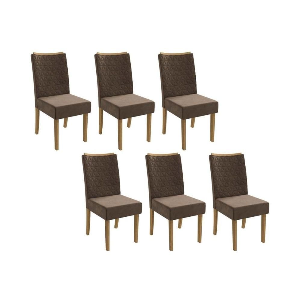 Kit 2 Cadeiras de Cozinha 2CAD129FR 6 Un Freijo/Suede Marrom A033 - Kappesberg