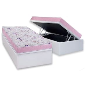 Conjunto Box Baú Solteiro: Colchão Molas Ortobom D33 Physical Hiper Resistente 17 + Base CRC Courano White (88x188)