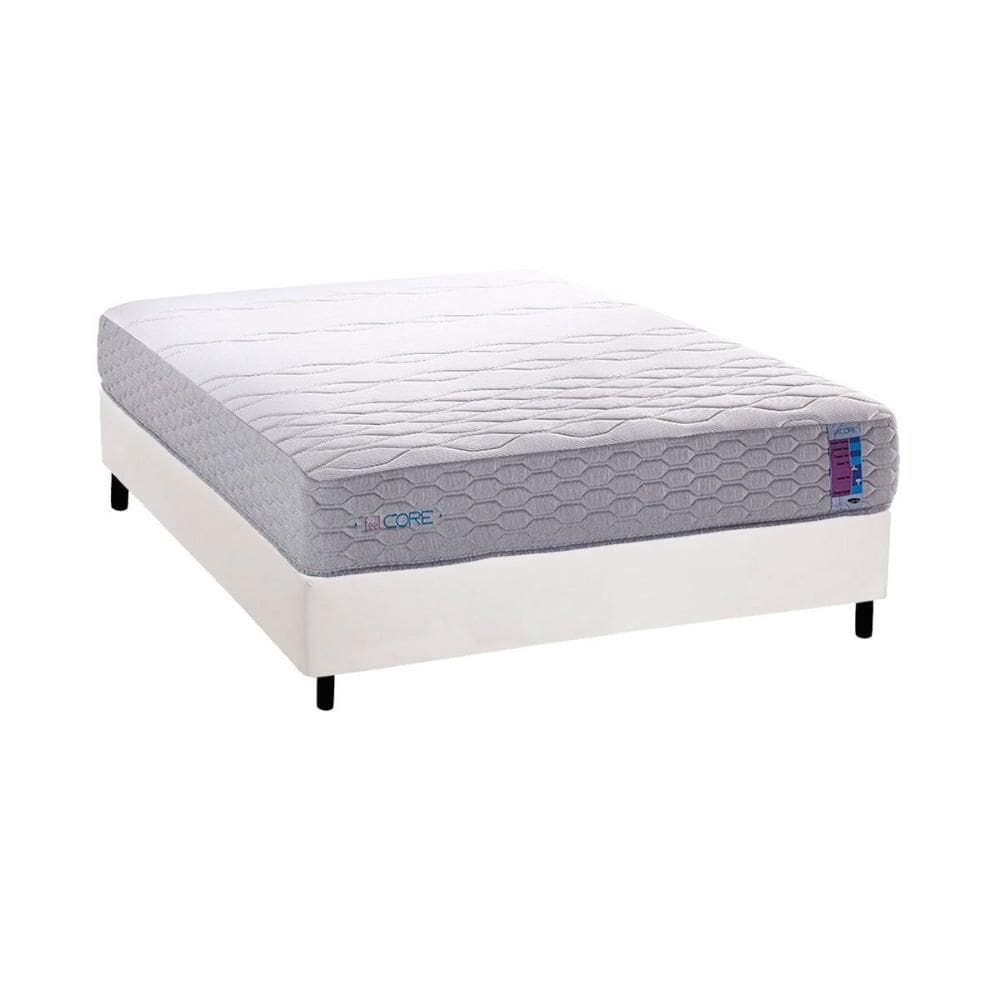 Cama Box Casal: Colchão Ortopédico Herval D33 / Ag 65 FeelCore + Base CRC Courano White (138x188)