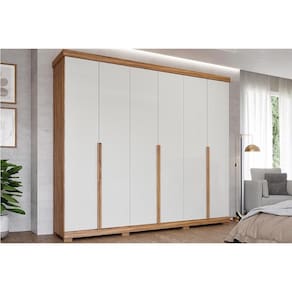 Guarda Roupa 6 Portas e 6 Gavetas Guarapari Cinamomo/Off White - Panan