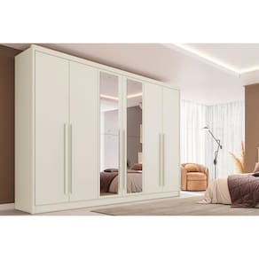 Guarda Roupa 6 Portas (2 c/ Espelho) e 6 Gavetas Valencia Off White - Europa