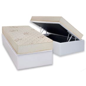 Conjunto Box Baú Solteiro: Colchão Molas Luckspuma D45 Gran Luck Pró Saúde + Base CRC Courano White (88x188)