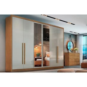 Guarda Roupa Casal 6 Portas (2 c/ Espelho) e 6 Gavetas Robust/Livorno Cumaru/Fendi 25 - Novo Horizonte