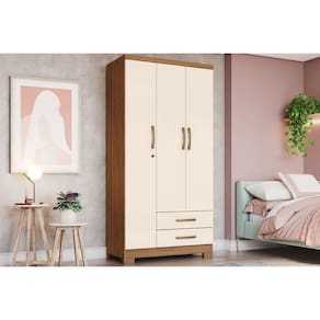 Guarda Roupa Solteiro 3 Portas e 2 Gavetas c/ Pés Açaí DA133 Nature/Off White - Henn