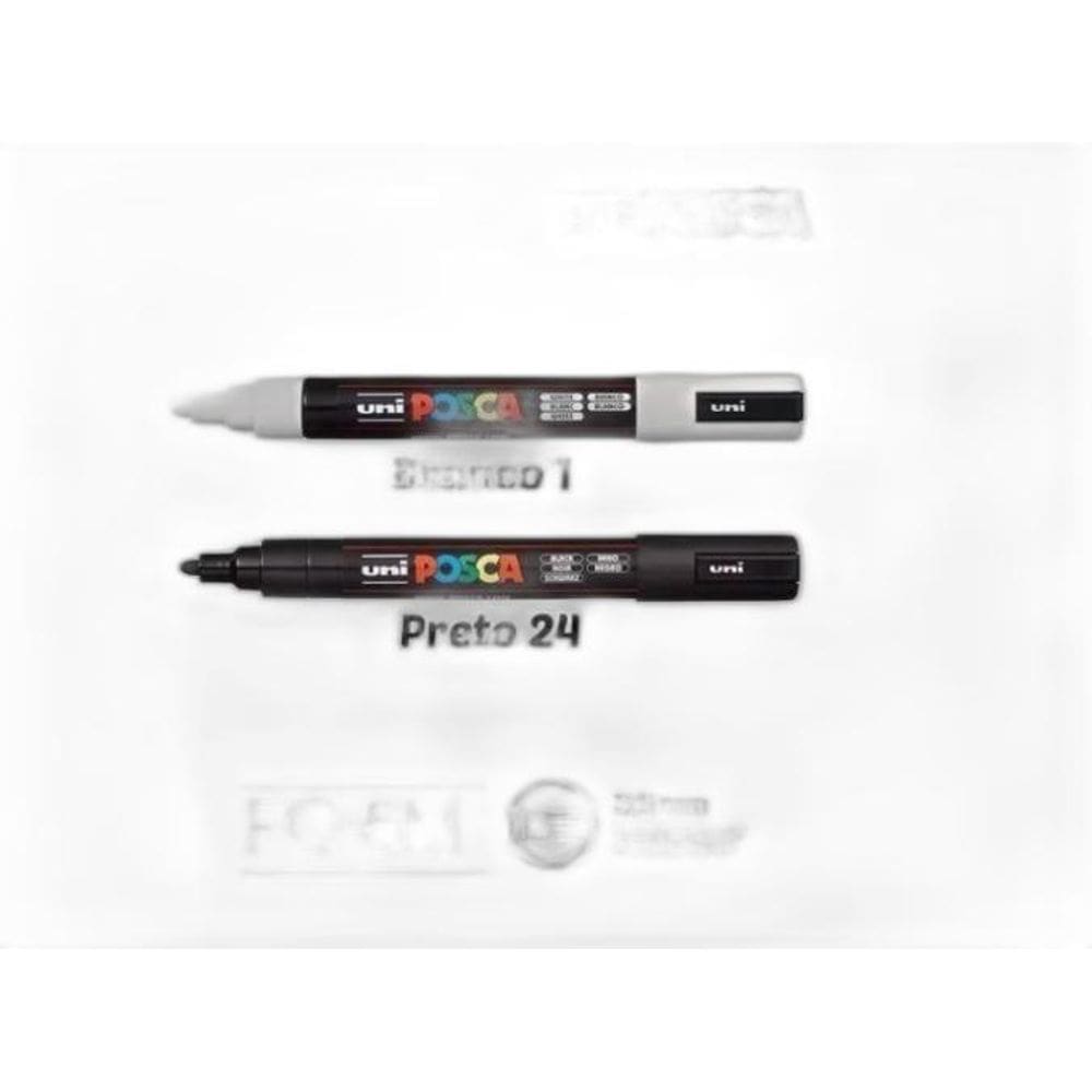 Kit Caneta Posca Uniball Pc- Preto E Branco 5M
