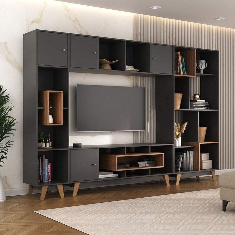 Estante Home para Tv até 65 Polegadas com 4 Portas Elegance Yescasa Grafite