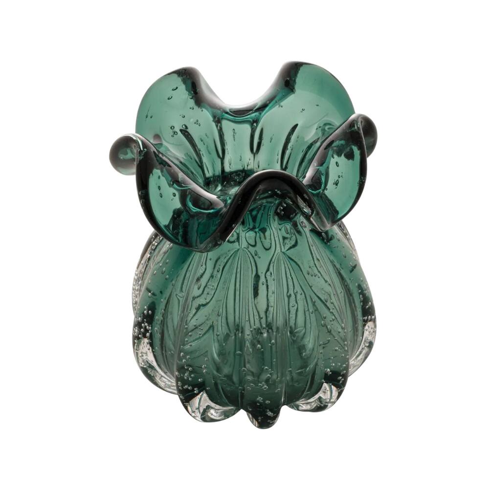 Vaso Em Vidro Italy Verde Esmeralda Wolff 13x17cm