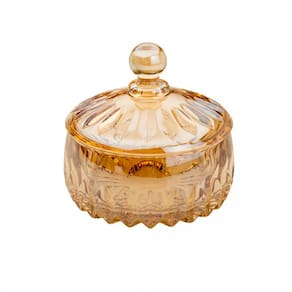Potiche Em Cristal Louise 14x14cm Wolff Âmbar Metalizado