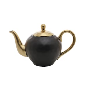 Bule Em Porcelana Dubai 1L Wolff Preto e Dourado