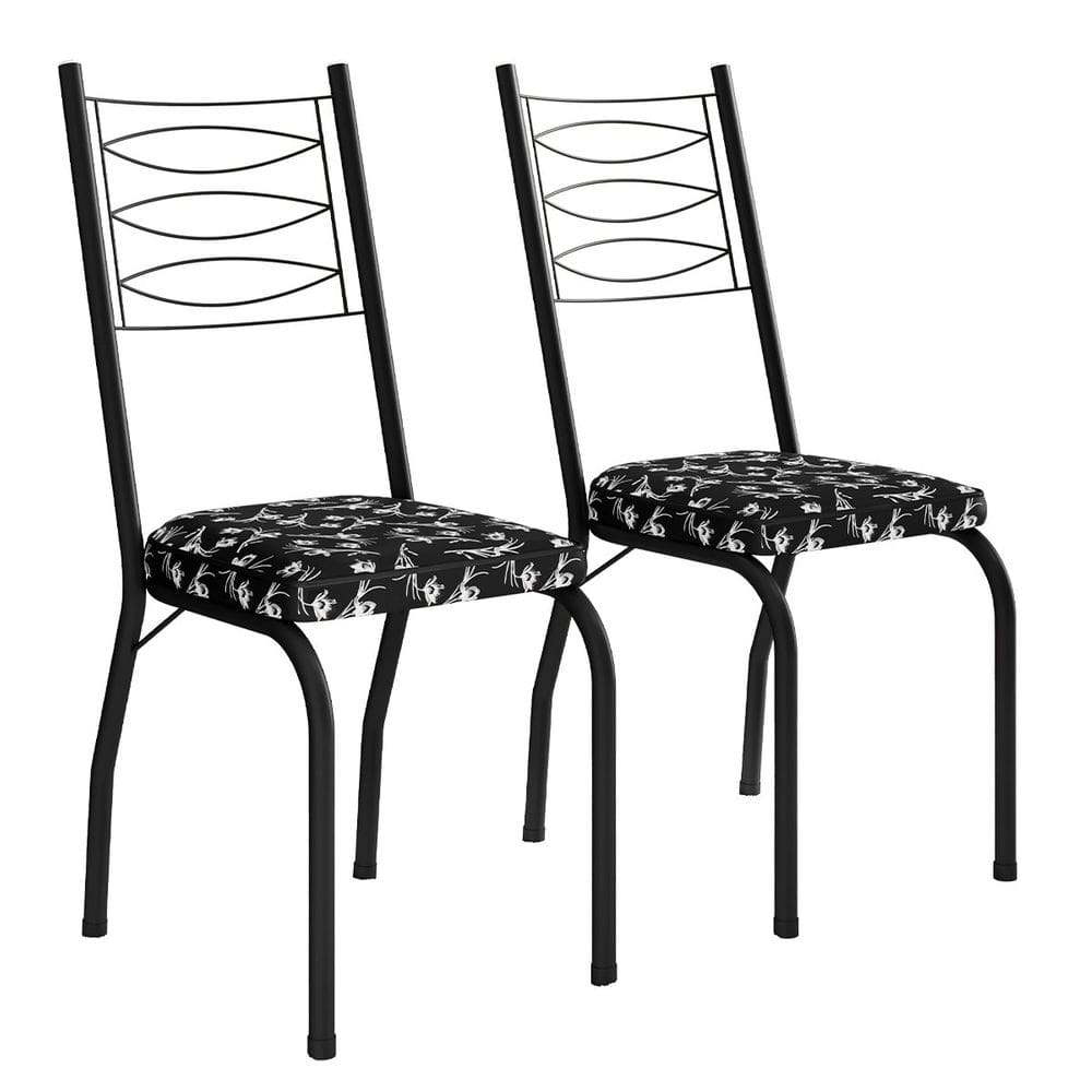 Kit 2 Cadeiras Aço Carbono Tubular Metálica Acabamento D-25 Luana