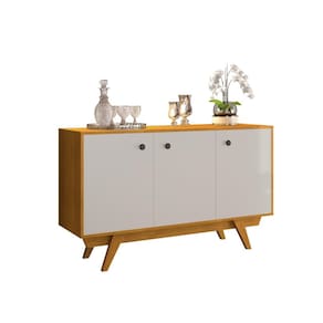 Aparador Buffet 3 Portas 1 Prateleira Harmonia 120cm Cinamomo/Off White - JCM Movelaria