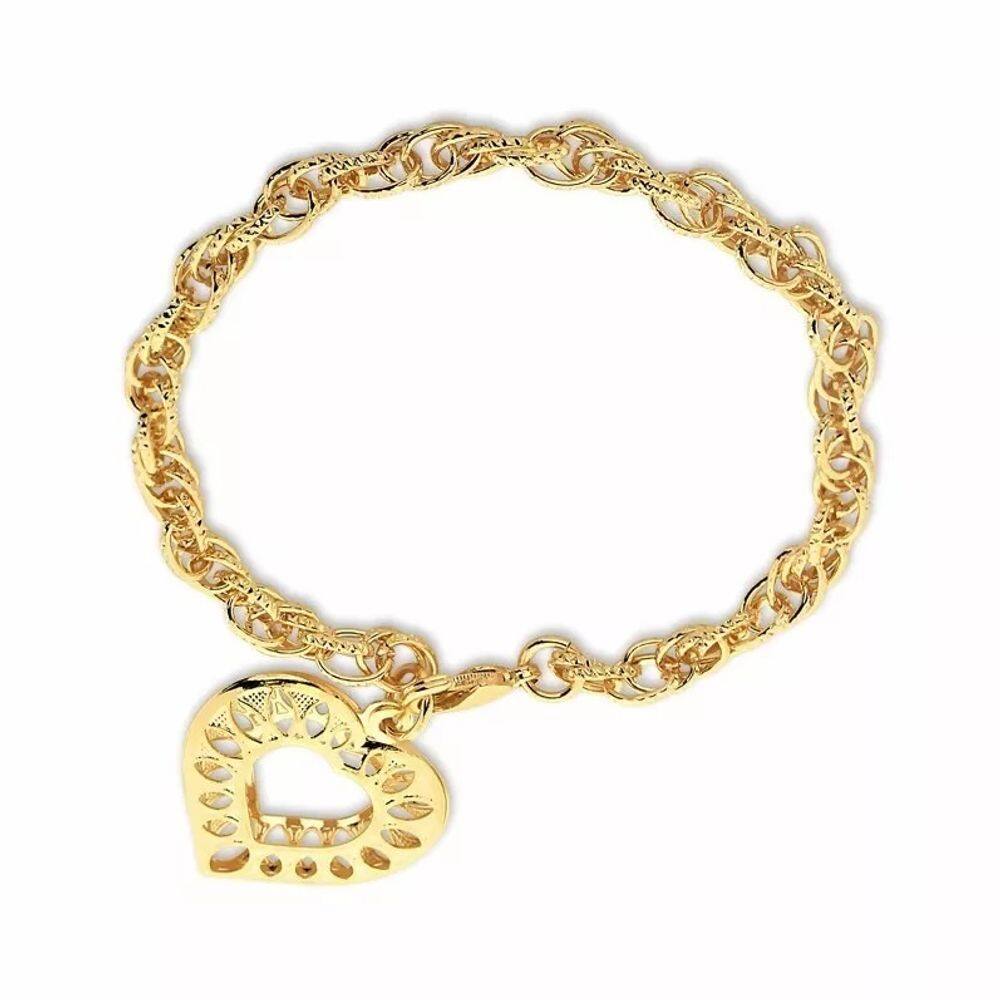 Pulseira Coração Delicada Festa Folheado A Ouro 18k