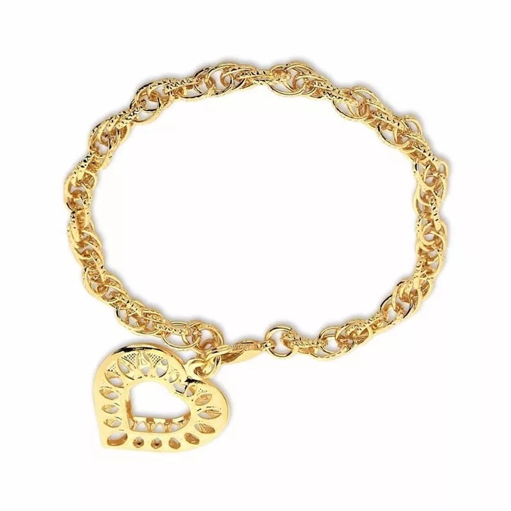 Pulseira Coração Delicada Festa Folheado A Ouro 18k