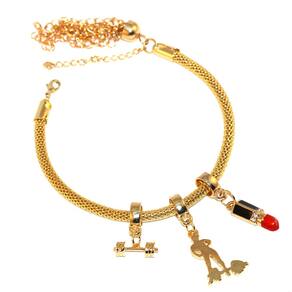 Pulseira Berloque Musculação Halter Peso Folheado Ouro 18k