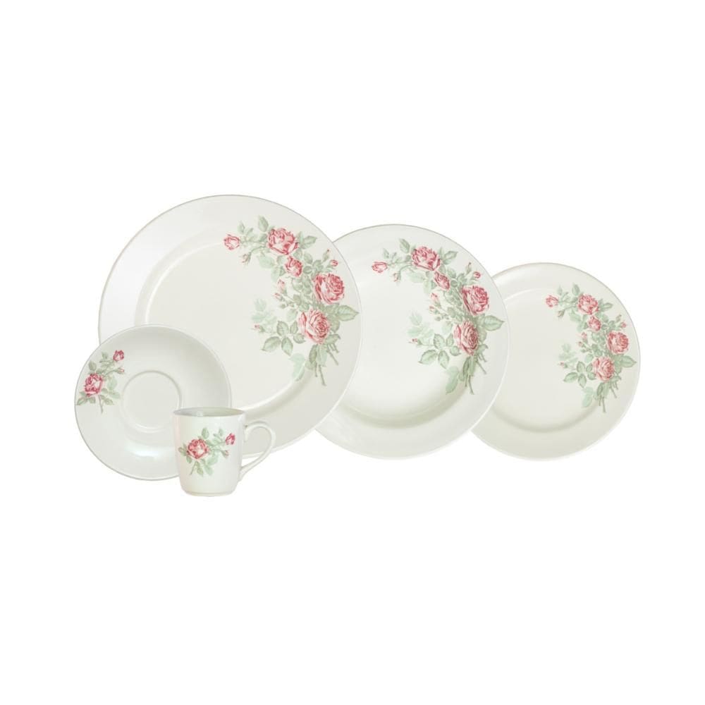 Jogo de Jantar Roseira Real 20 Peças Porcelana Schmidt