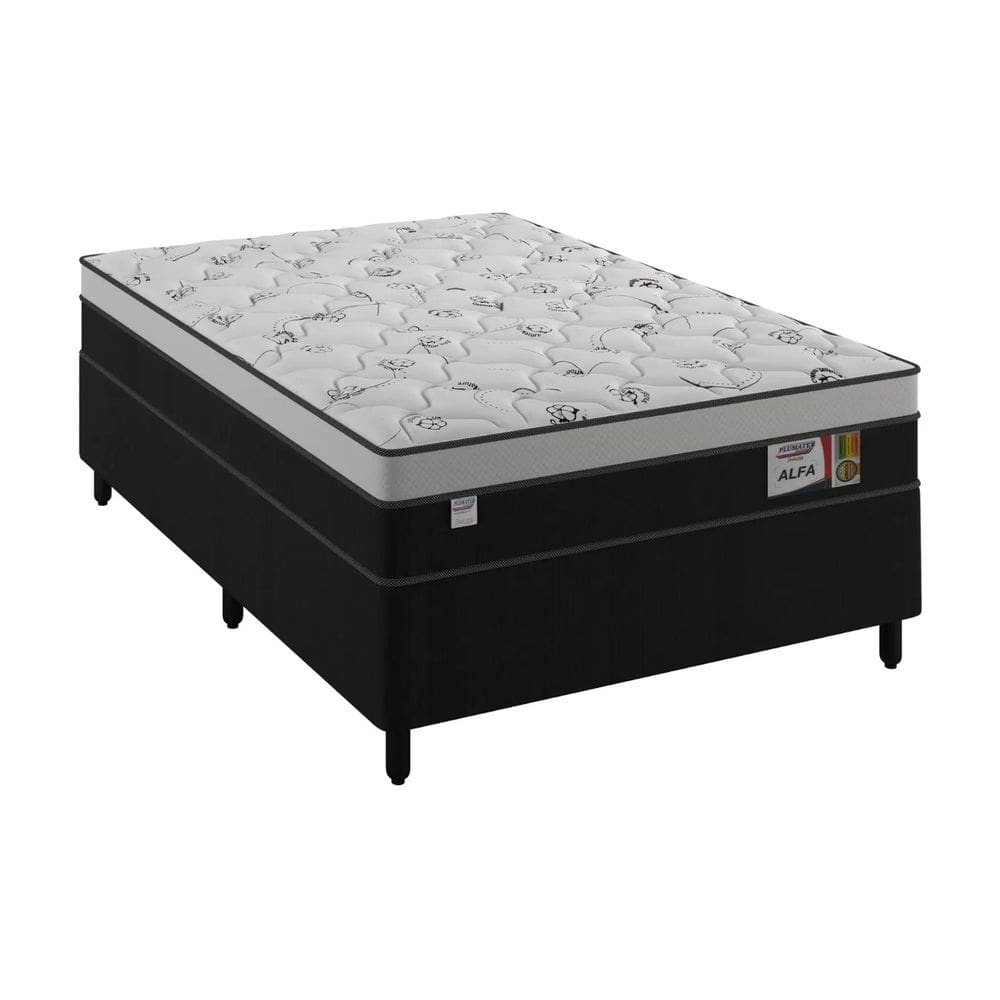 Cama Base Box Casal com Colchão Molas Ensacadas Alfa 59x138x188 - Plumatex