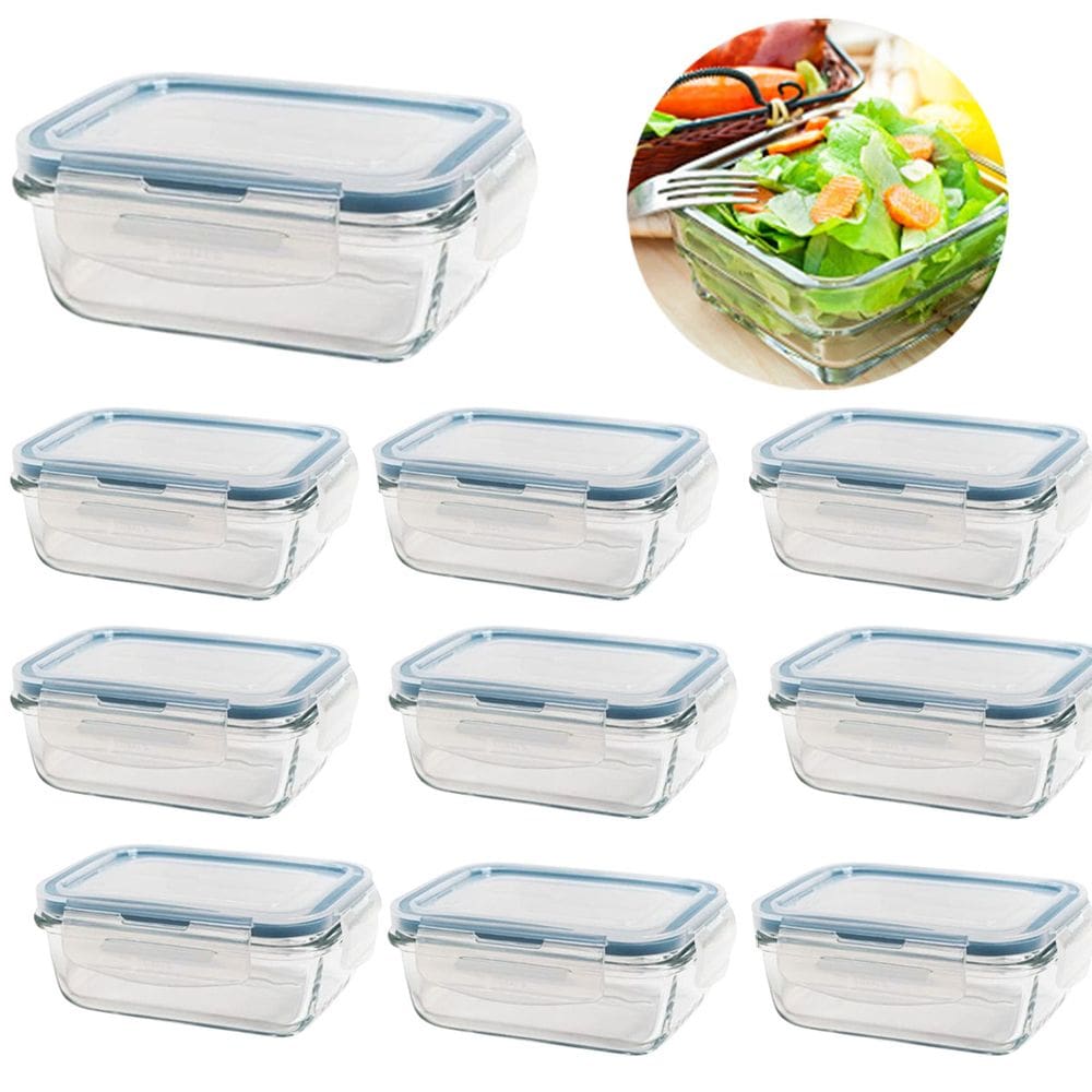 Kit 10 Potes de Vidro Hermético Retangular 640ml