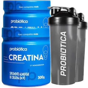 Combo 2x Creatina 100% Pura 300g + 2x Coqueteleira Sem Sabor