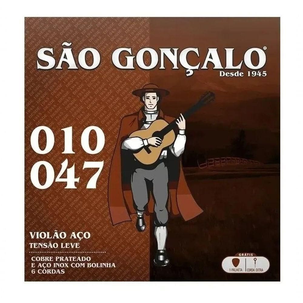 Jogo De Cordas P-violão Aço C-bolinha 010" - 047" São Gonçalo