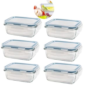 Kit 6 Potes de Vidro Hermético com Trava e Vedação 840 ML
