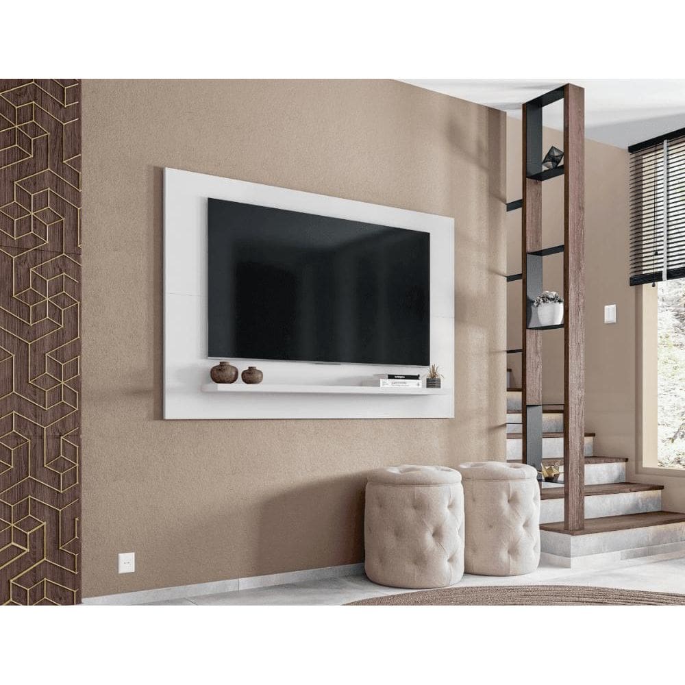 Painel p/ Tvs com Prateleira e dupla instalação Branco