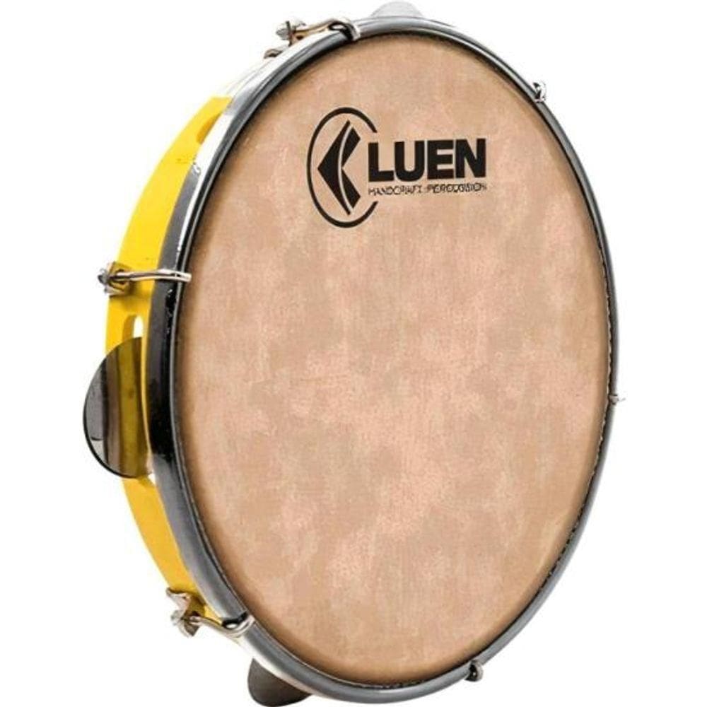 Pandeiro 10" Pele Animal Luen Produto na cor Amarelo.