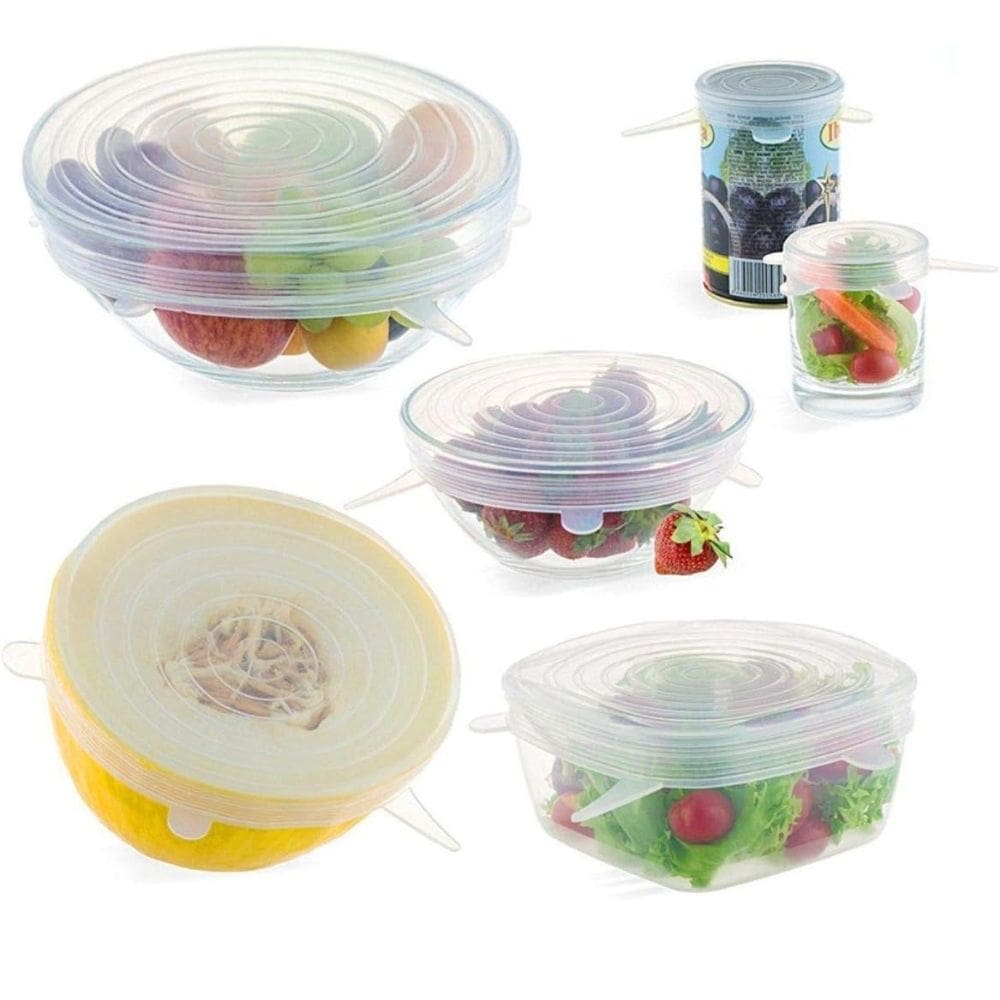 Kit 06 Tampas De Silicone Elástica Transparente - Tampa 6 Pcs - PANAMI