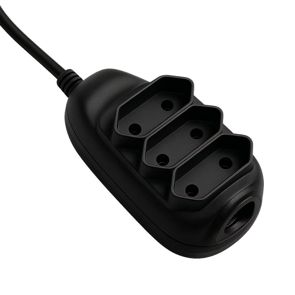 Extensão Elgin Multipla com 3 tomadas - 5 Metros - 10A - Padrão 2 pinos - Preto - 46REX203005M
