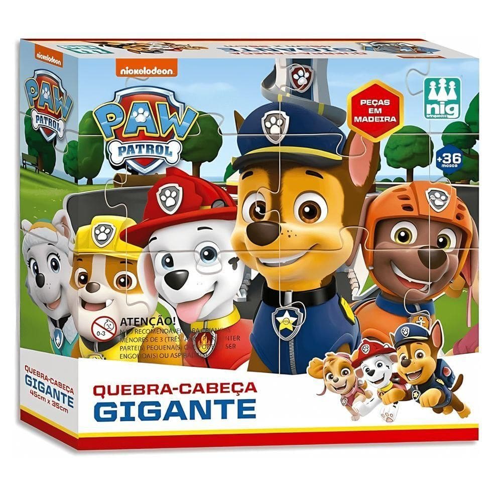 Quebra Cabeça Gigante 16 Peças - Patrulha Canina - Nig Brinquedos