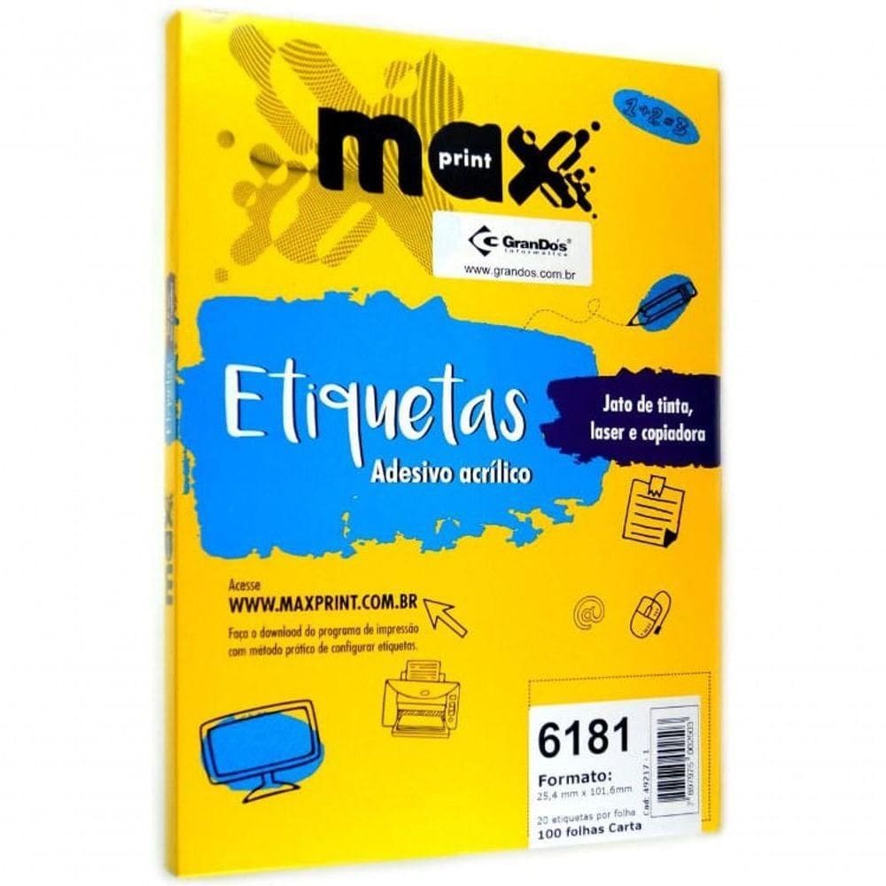 Etiqueta Carta - 100 Folhas - 25,4x101,6 Mm - Maxprint