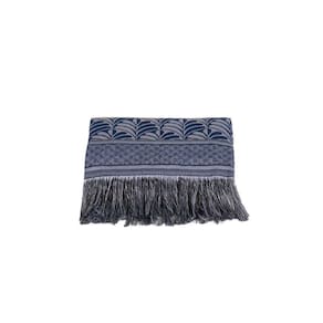 Xale Para Sofá Com Franja Luxor 1 Peça 2,10m X 1,35m 60% Algodão - 40% Poliéster Tecido Jacquard - Azul Palmeira