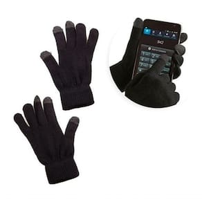 Luva De Lã Frio Inverno Adulto Preta Touch Screen Unissex