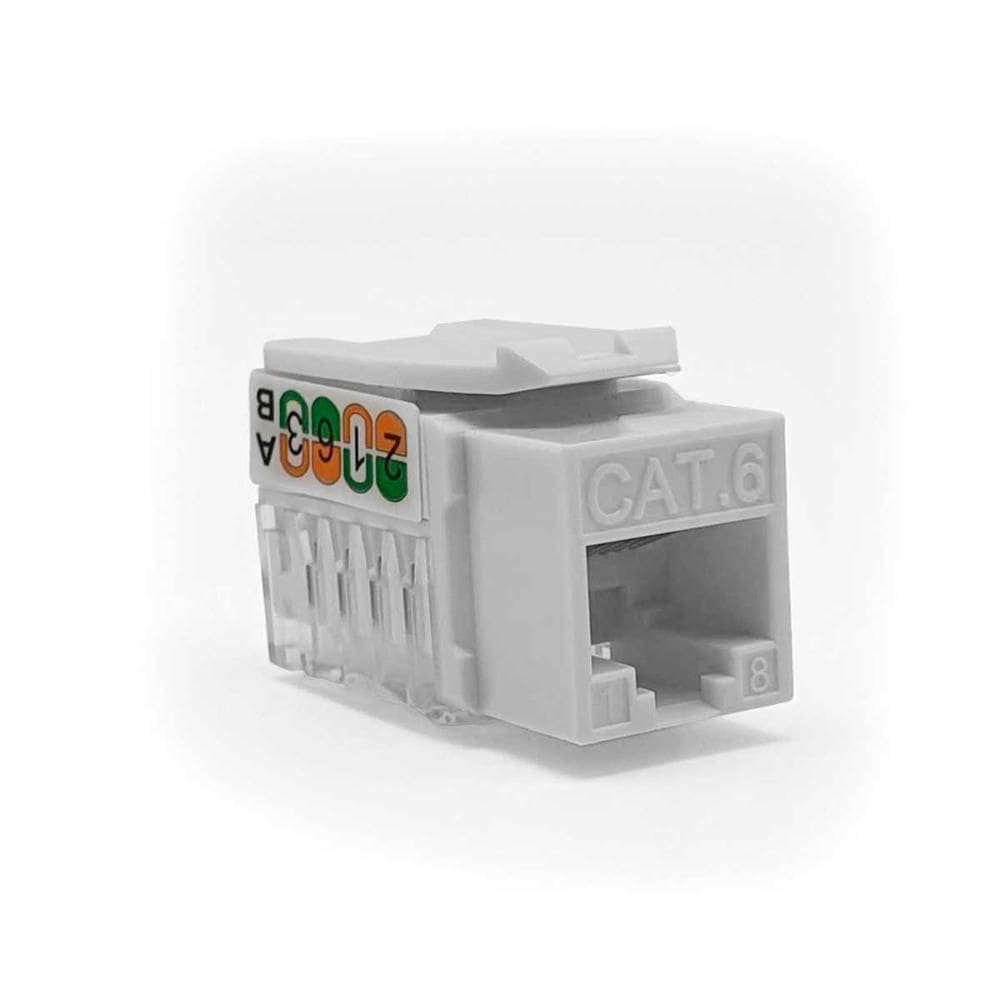 Conector Fêmea RJ45 - Cat 6 - Keystone - UTP - 180 Graus - PlusCable - Branco - LA-K60