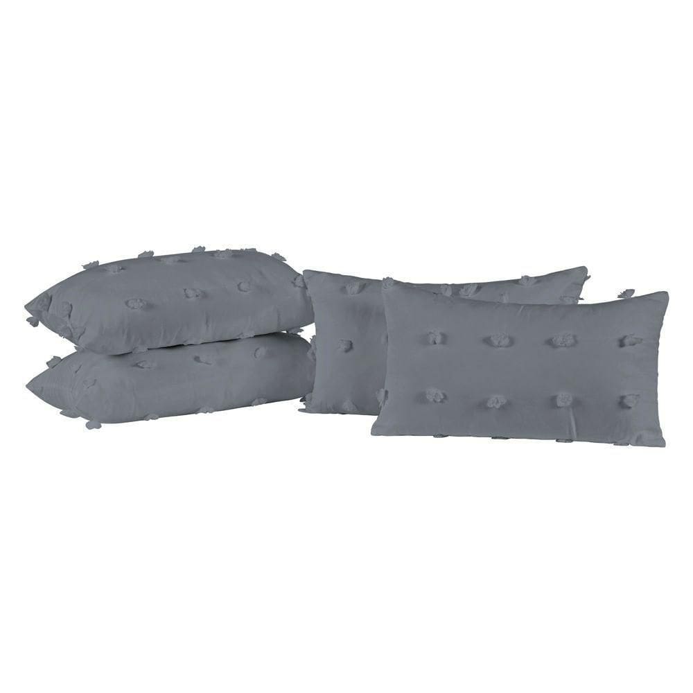 Kit 04 Almofadas Cheias Poppy 60cm X 30cm Cor Cinza Escuro