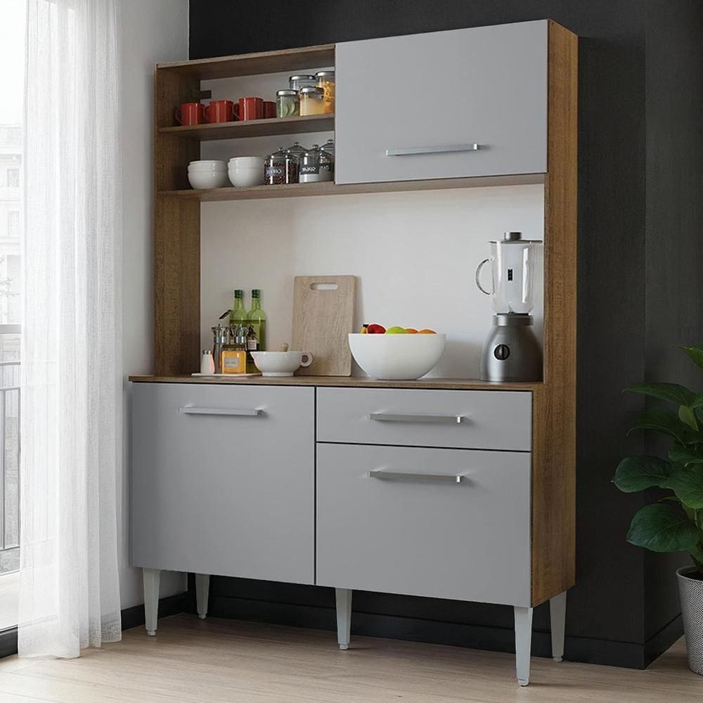 Kit Cozinha Compacta 120cm Life Madesa Rustic Cinza