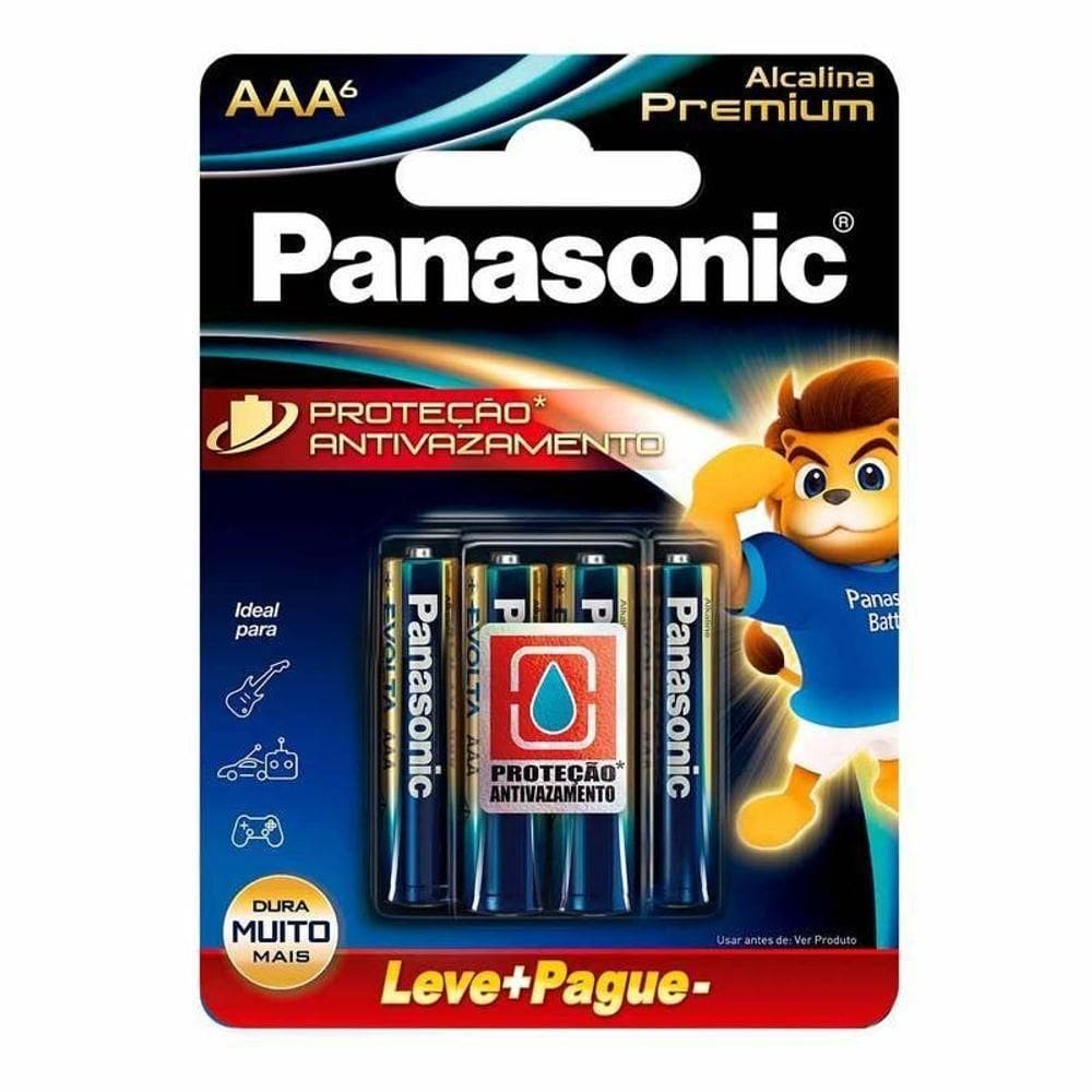 Pilha Alcalina Premium Panasonic Aaa Palito 06 Unidades Lr03egr-6b192 [f108]